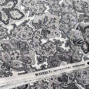 Waverly Black and White Paisley Cotton Fabric 2 yds x 44” upholstery fabric